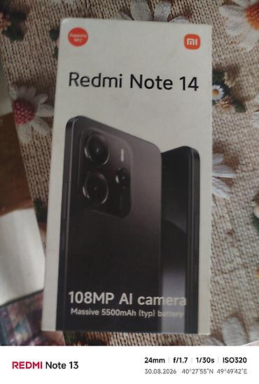 redmi note 12 islenmis: Redmi Note 14, 256 GB, rəng - Qara, Barmaq izi — 1
