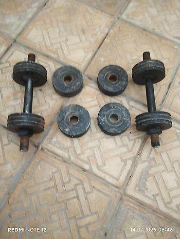 ganteli: Tənzimlənən dəstək qantel dəsti - 2 ədəd metal qantel ştanğı (qısa — 2