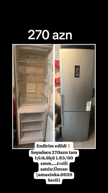 Endirim edildi❗Soyuducu 270₼ tam işlək.ölçü 1.83/60 smm. təcili