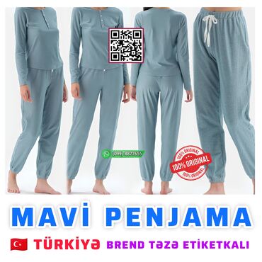 desd paltarlar: 🇹🇷 Mavi uzunqol Penjama Original ✔️ TƏZƏ etiketkalı Türkiyənin brend