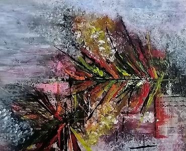 hocu sliku: Umetnička slika na lesonitu 28,5x27cm, rađena akrilnim bojama veselog — 2