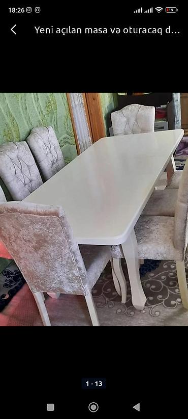 kreditle stol stul: Qonaq otağı üçün, Yeni, Açılmayan, Dördbucaq masa, 6 stul — 5