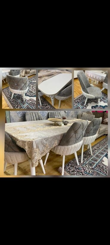 Mətbəx mebeli: Qonaq otağı üçün, İşlənmiş, Oval masa, 6 stul