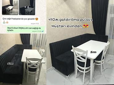 Mətbəx üçün künc dəsti - Komplekt: künc divanı, düzbucaqlı masa, 3
