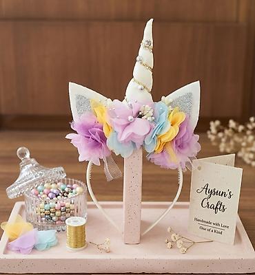 Aksesuarlar: Unikorn temalı saç çərçivəsi (tac) - Əl işidir – Aysun’s Crafts - — 1