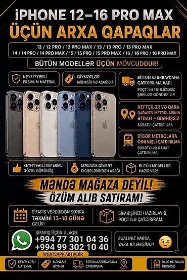 i̇pone 12: IPhone 12–16 Pro Max modelləri üçün arxa qapaqlar. Uyğun modellər: - — 1