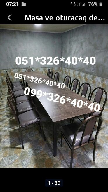 Sifarişlə masa və oturacaq dəstləri: Dördbucaq masa, Mətbəx üçün, Qonaq otağı üçün, Dəhliz üçün, 4 nəfər, Açılan, Azərbaycan, Zəmanətli — 22