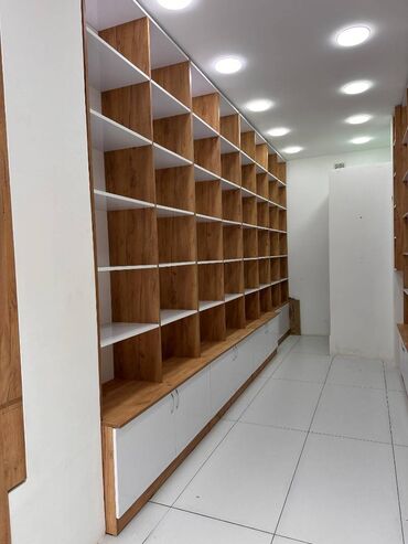 arpa toxumu satışı: Mağaza üçün modul rəf sistemi - Material: taxta teksturalı laminat və