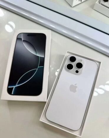 айфон 16 макс: IPhone 16 Pro Max, Колдонулган, 256 ГБ, Ак, Каптама, Кабель, 100 %