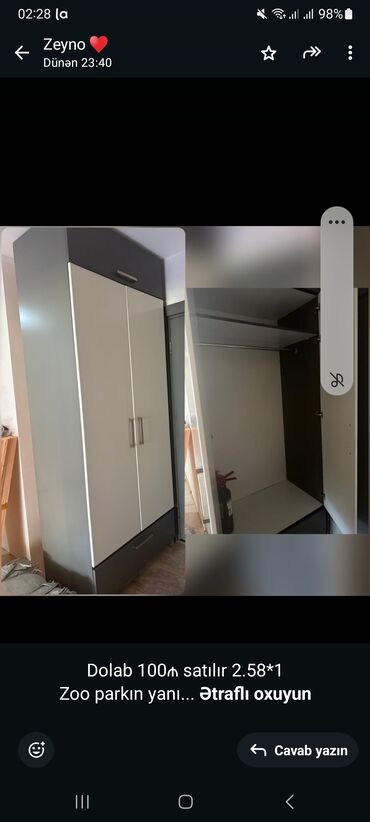 Otaq bitkiləri: Dolab 100₼ satılır 2.58*1
Zoo parkın yanı

R311 zeyno♥️