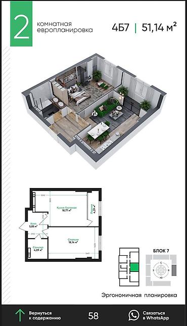 artwin: 1 комната, 51 м², Элитка, 10 этаж, Готовая ПСО (под самоотделку) — 2