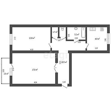 5: 2 комнаты, 51 м², 5 этаж — 10