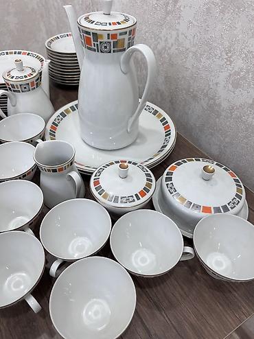 Qab-qacaq və mətbəx ləvazimatları: Çay dəsti, rəng - Ağ, Farfor, 12 nəfərlik, Almaniya — 3