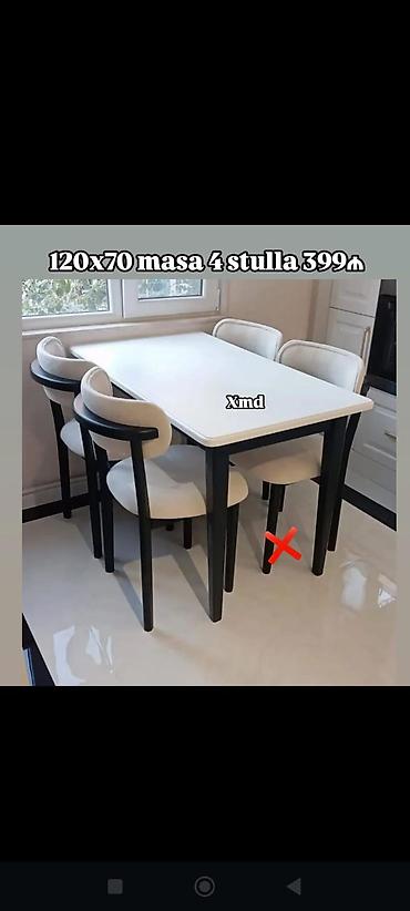 2020 divan modelleri: 120x70 ölçülü yemək masası və 4 ədəd stul dəsti. - Ölçü: 120 x 70 sm — 1