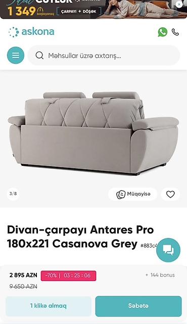 askona: Divan-kravat, Yeni, Açılan, Bazalı, Parça — 3