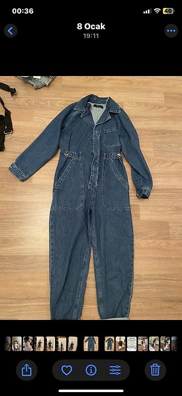 tulum cins: Denim kombinezon - Material: qalın denim (cəins) - Rəng: tünd mavi - — 1