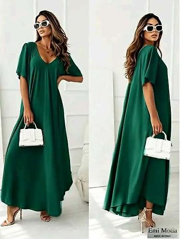 oval: Maxi haljina sa V‑izrezom oversize. - Duga, lepršava silueta sa — 3