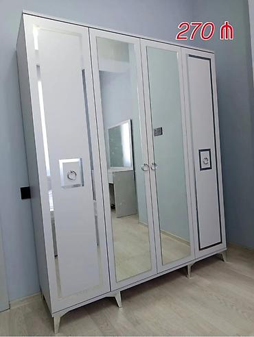 lovhe: Yeni, 4 qapılı, Güzgülü, Ağ, Açılan, Düz dolab — 2
