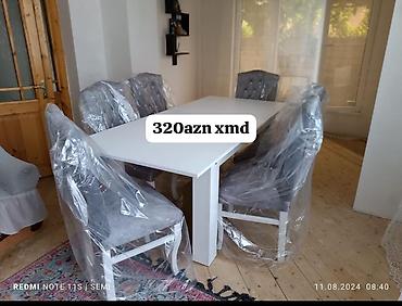 Masa və oturacaq dəstləri: Masa və 6 stul dəsti - Komplekt: 1 yemək masası + 6 ədəd stul - — 6