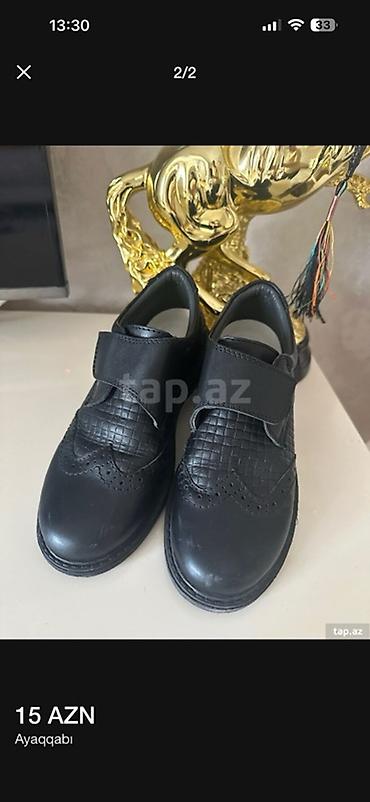 tufliler 2023: Məhsul: Uşaq üçün qara klassik ayaqqabı - Rəng: Qara - Model: Velcro — 2