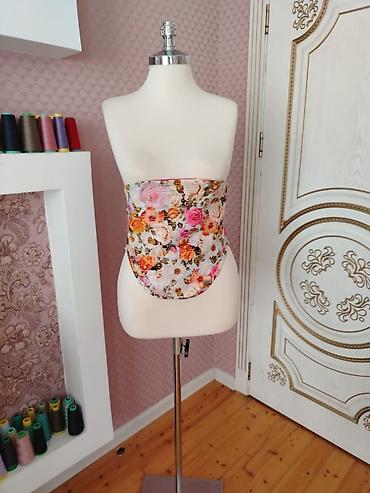 Бандажи, корсеты, корректоры: Korset top kolleksiyası - Model 1: Denim korset top - Mavi cins — 3