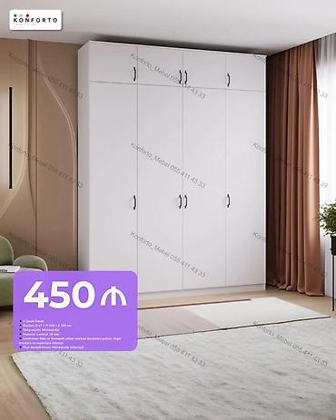 4 qapılı paltar dolabı – Konforto Mebel - Ölçülər: D 47 × H 250 × E