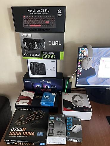 Masaüstü kompüterlər və iş stansiyaları: 🕹️Asus Rtx 5060 2x oc 💾Ana plata gigabayt B760 🎮İntel core i5 — 18