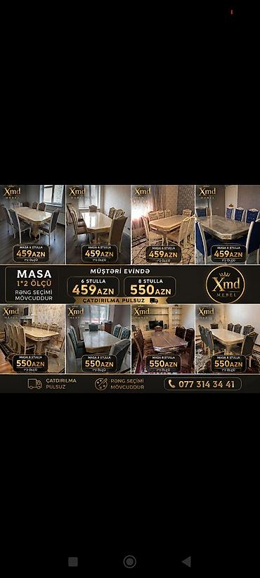 Xmd Mebel – Masa və stul dəstləri - Ölçü: 1×2 - Komplektlər: - Masa