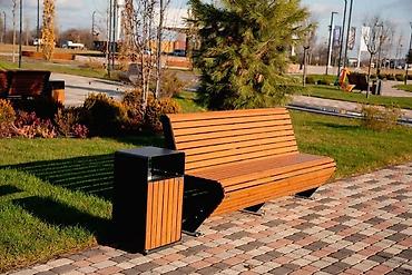 Скамейка Дерево, Со спинкой, Без крыши