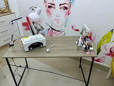 salon mebelleri ikinci el: Manikür/estetik iş masası və saxlama komodları - Masa: Təbii ağac — 2