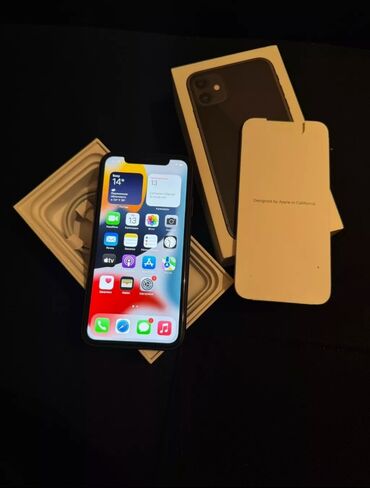 Apple iPhone: IPhone 11, 128 GB, Qara, Zəmanət, Barmaq izi, Simsiz şarj