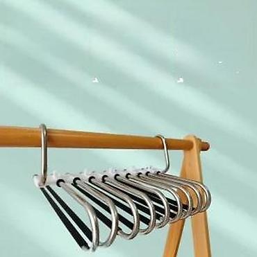Ostali proizvodi za kuću: Višenamenska vešalica za pantalone – 9 prečki, metal, srebrno/crna - — 15