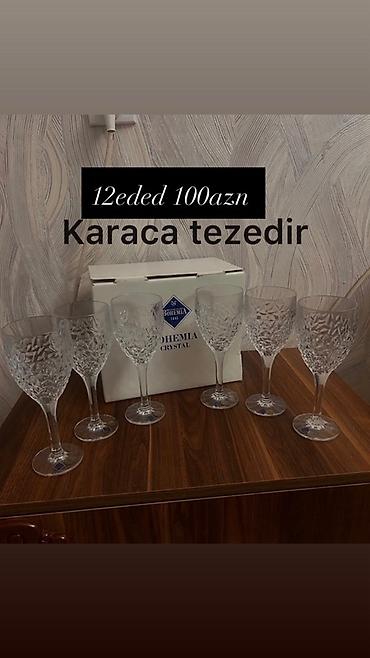 Qədəhlər, rəng - Ağ, Xrustal, 12 ədədli dəst, Çexiya