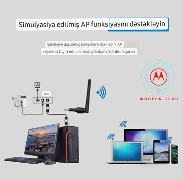 Modemlər və şəbəkə avadanlıqları: 📌Tam yeni və tam orginal Wi-Fi modul. 🔴İş prinsipinin adı: Wireless — 5