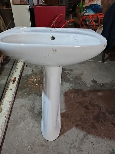 Santexnika: Ayaqüstü birgə keramik çanaq (pedestal lavabosu) - Material: ağ — 2