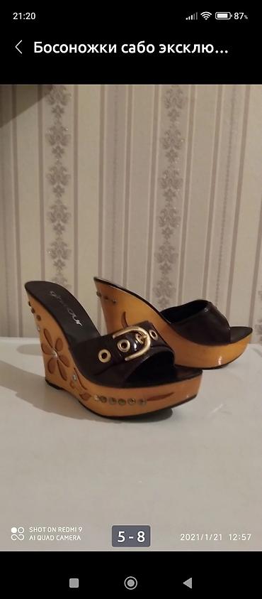 Босоножки, сандалии, шлепанцы: Босоножки Сабо эксклюзивная модель, натуральная кожа, деревянная — 6