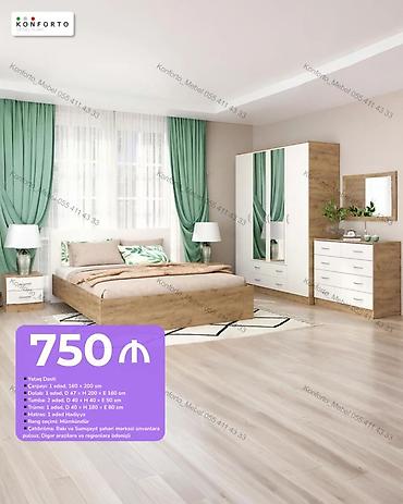 Yataq Dəsti – “Konforto” Tərkib: - Çarpayı: 160 × 200 sm - Dolab (1