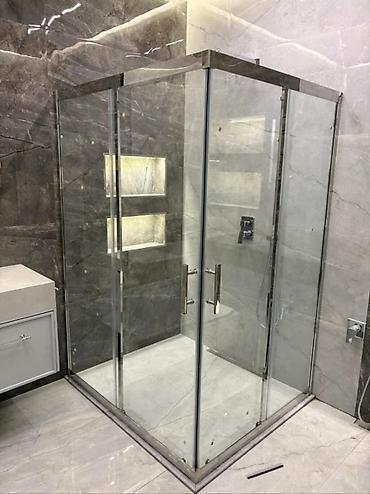 Bucaqlı şüşə duş kabinası - Material: qalın temperli şəffaf şüşə