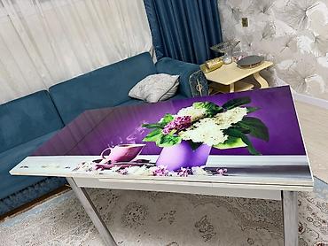 hesir stul: İşlənmiş, Açılan, Şüşə, Dördbucaq masa — 3