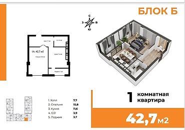 Продажа квартир: 1 комната, 43 м², Элитка, 11 этаж, Евроремонт — 6