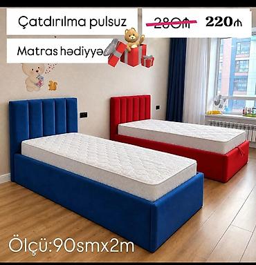 Uşaq/yeni gənc otağı üçün yumşaq başlıqlı tək nəfərlik çarpayı -
