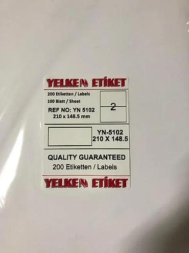 Reklamiranje, štampanje: Samolepljive A4 etikete – Yelken Etiket YN-5102 - Format lista: A4 - — 5