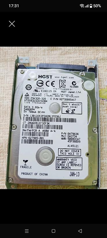 portativ hipotermik soyuducu: HGST 2.5" noutbuk sərt diski - Model: HGST HTS543232A7A384 — 1
