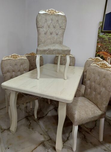 tap az masa ve oturacaqlar: Qonaq otağı üçün, Yeni, Açılan, Kvadrat masa, 6 stul, Azərbaycan