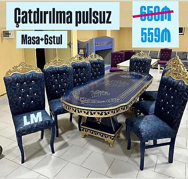 reseption masa: Qonaq otağı üçün, Yeni, Açılmayan, Oval masa, 6 stul — 1
