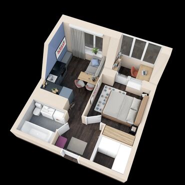 1 ком квартира бишкек купить: 1 комната, 35 м²