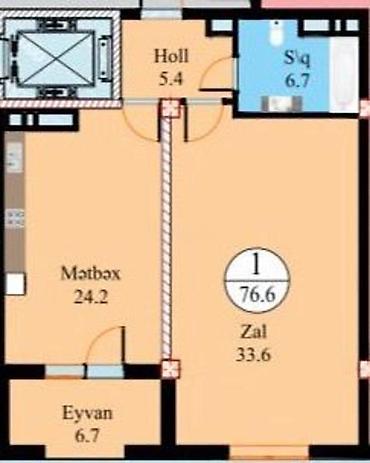 satdig evler: 1 otaqlı, Yeni tikili, 76 kv. m — 4