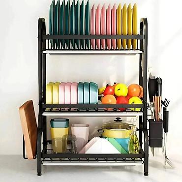 luster ikea: Troslojni kuhinjski stalak/ocjeđivač za posuđe sa bočnim držačima - — 1