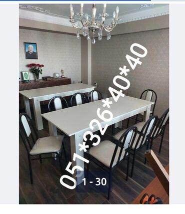 Sifarişlə masa və oturacaq dəstləri: Dördbucaq masa, Mətbəx üçün, Qonaq otağı üçün, Dəhliz üçün, 4 nəfər, Açılan, Azərbaycan, Zəmanətli — 24