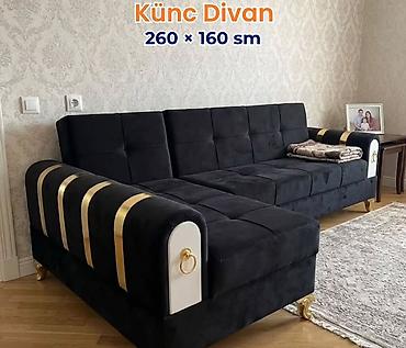 Divanlar: Künc Divan – 260 × 160 sm - Modellər: boz, açıq bej, qırmızı və digər — 7